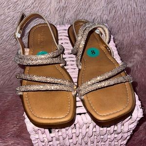 Size 8 sparkly sandals, worn one for a graduation ceremony.